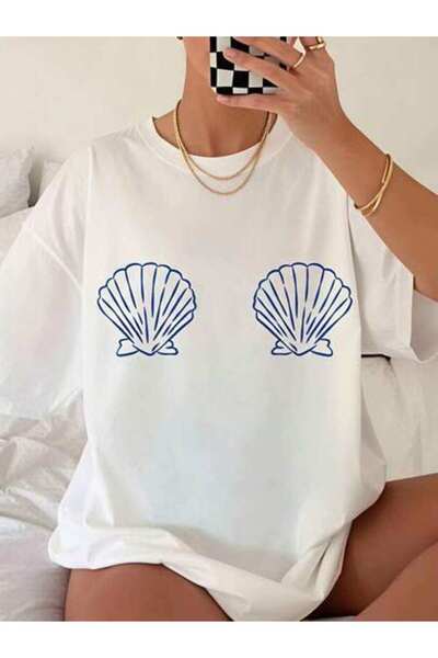 23ERVA Summer Outfit Women, Shell Pattern T-Shirts, Funny Vintage T-Shirt, Lo...
