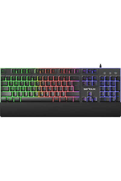 SERIOUX Nexor Ενσύρματο Φωτιζόμενο Πληκτρολόγιο Gaming, USB, 104 Πλήκτρα, Μαύρο