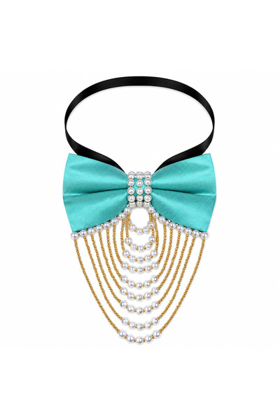 Amma Design Colier statement handmade Amma Design, fundă turcoaz, perle decor...
