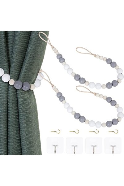 Morvena Picks Set de 4 piese de suporturi/corpuri de perdele în stil boem — P...