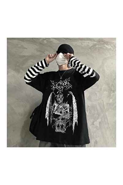 DEEFWEAR MINGALONDON Gothic Devil unisex crna majica dugih rukava veće veličine