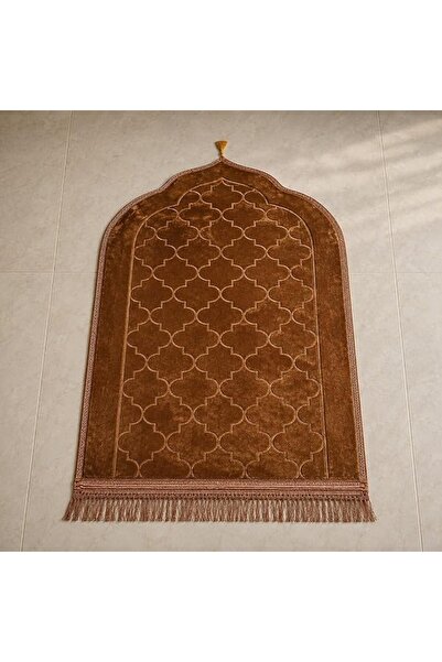 Fabienne Embossed Prayer Mat Anti-Slip Velvet Top Prayer Rug for Men Women Ei...