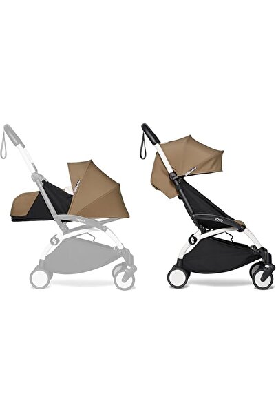 Stokke عربة أطفال YOYO3 مع حزمة للمواليد الجدد - تشمل إطارًا أسود، وحزمة ألوا...
