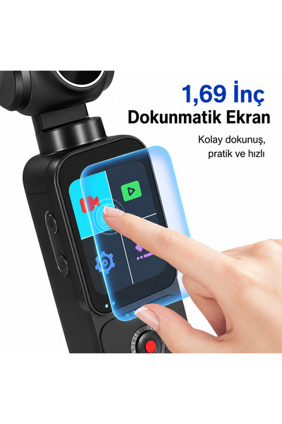 qasul 5K WiFi Dokunmatik Ekranlı Mini El Kamerası – 270° Döner Lens, Taşınabilir Video & Fotoğraf Kamerası