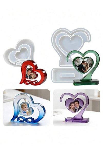 OEM Mucegai silicon cu inimă mare, rășină epoxidică, ramă foto DIY, ornament ...