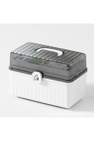 ALMEKAQUZ Portable 3-Tier Storage Containers, Pills Organizer with Compartmen...