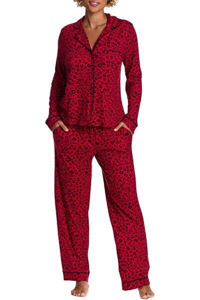 Bebe Womens Button Down Long Sleeve Shirt and Pajama Pants Lounge Sleep Set
