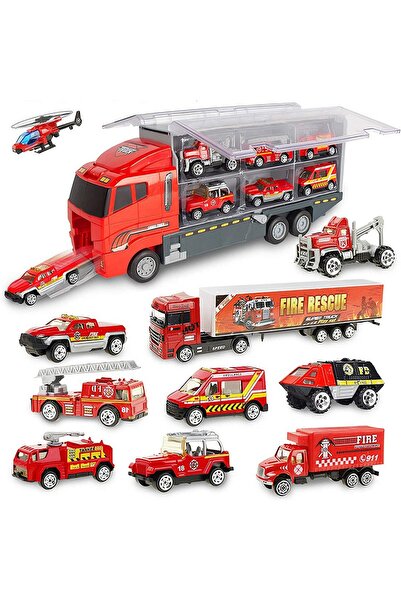 MACVI Set de camioane de transport pentru pompieri cu 10 vehicule 🎉 🚒   Dis...
