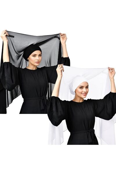 GENERAL 2Pcs Women Instant Chiffon Hijab with Built-in-Magnet and Sewn Underc...