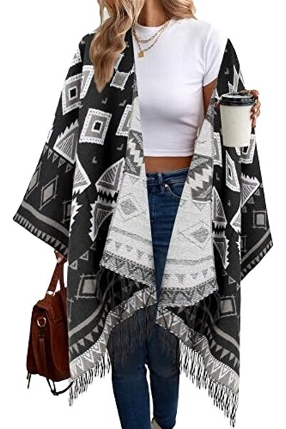 KASTWAVE Women's Shawl Wraps, Women's Retro Style Poncho Cape Boho Shawl Wrap...