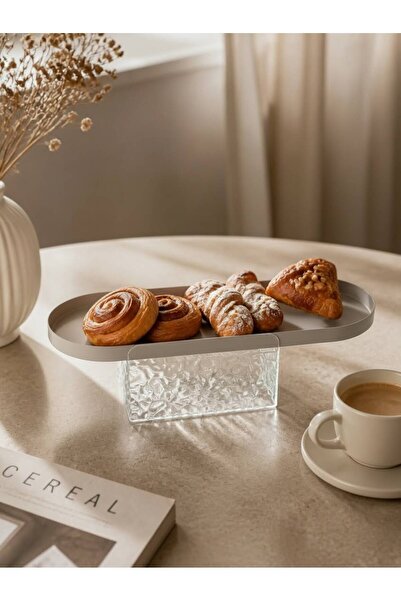 Casco Oval Serving Tray with Corrugated Glass Base