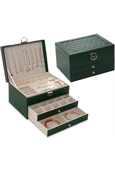 Homarket 3 Layer Jewelry Box Organizer for Women Girls Leather Jewelry Storag...