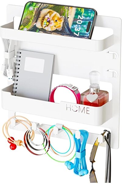GENERAL Wall Mount Shelf Organizer, Adhesive Bedside Shelf Accessories with H...