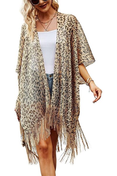GENERAL Women's Sheer Shawl Beach Cover Up Cape Chiffon Soft Fringe Fashion O...