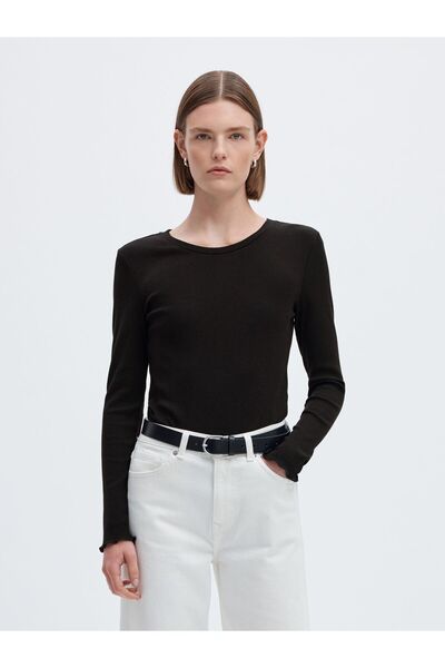Selected Femme Oberteil mit langen Ärmeln Geripptes