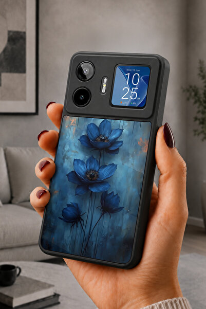 General Mobile GM26 Pro Uyumlu Maviçiçek Desenli Kamera Korumalı Darbelere Da...