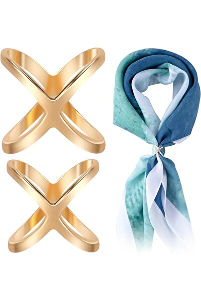 JOEZITON Joez Wonderful Scarf Ring Scarf Clips, Gold Silver X Shape Scarf Sli...