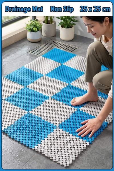 Generic 1 Piece PVC Non Slip Bath Mat Drainage Shower Floor Mat Suction Cups ...