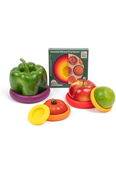 Generic Huggers 5pc Reusable Silicone Food Savers | BPA Free & Dishwasher Saf...