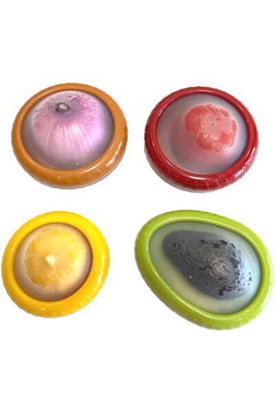 Generic Saver and Tomato Holder,Set of 4 Silicone Half Cut Fruit Container, R...