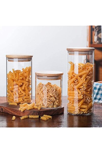 Generic Glass Storage Jar with Air tight Bamboo Lid, Borosilicate Kitchen Foo...