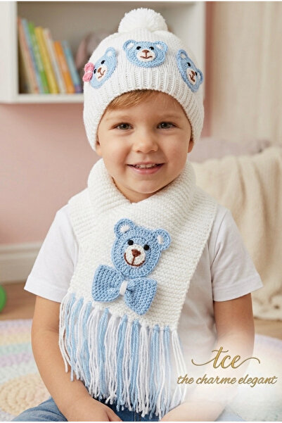 tce the charme elegant Hand-Knitted Baby Boy Scarf and Beanie Set (Your Produ...