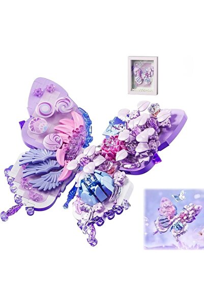 TERRIFI 530PCS Purple Flower Starmoon Butterfly Building Block Set, Creative ...