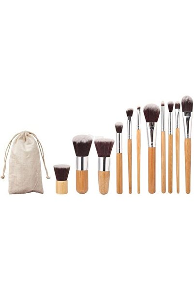 HALAMODO 11-Piece Makeup Brush Set Brown/Silver/Grey