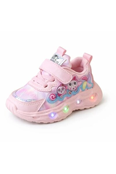 Mixbo Pantofi sport LED roz pentru copii, cu talpă luminoasă multicoloră, înc...