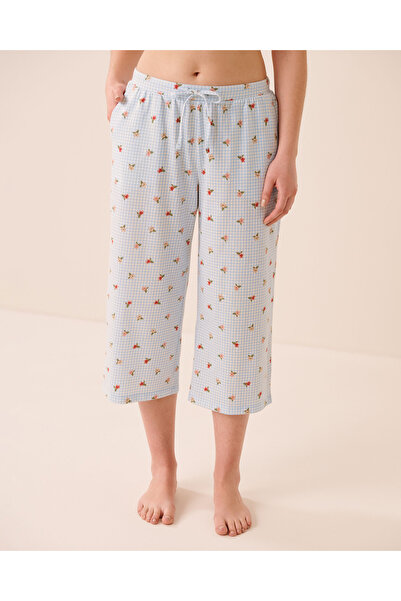 La Vie en Rose Gingham Floral Print Cotton Pyjama Capris