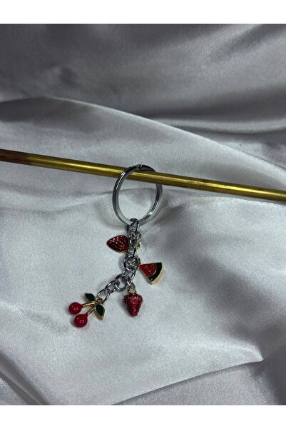 CEBECİOTO Strawberry-Watermelon-Cheerry Metal Keyring Universal