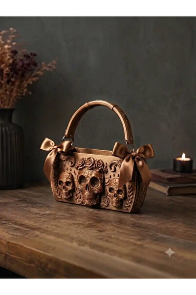 Verda Desing 3D Printing 3 Skulls Metallic Bronze Copper Color Design Women's...