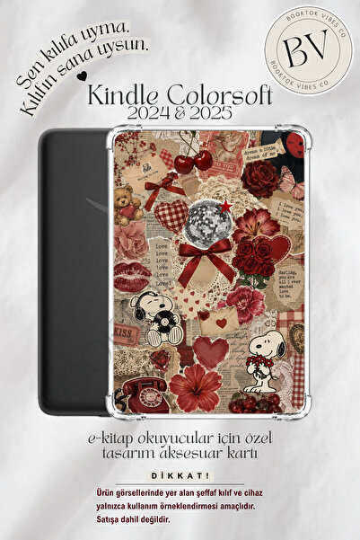 BookTok Vibes Co. Snoopy Sevgililer Günü Temalı Insert - Kindle ve Kobo E-Kit...