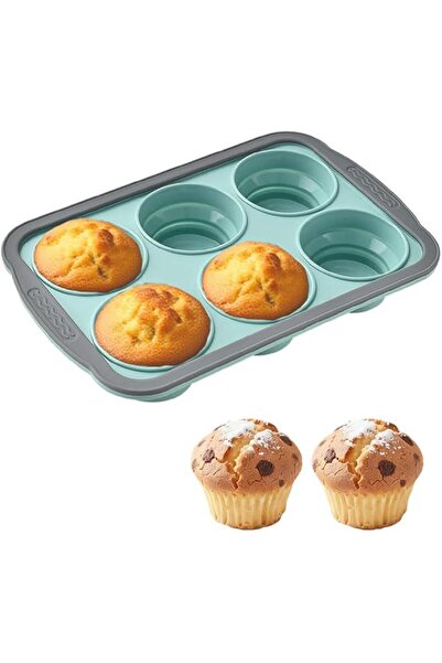 Generic HASTHIPSilicone Muffin Pan with Metal Frame, 6 Cup Nonstick Cupcake P...