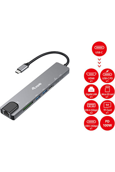 EQUIP Σταθμός σύνδεσης USB-C με HDMI 4K PD Ethernet Μαύρο (133497)