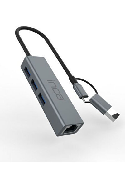 Inca Σταθμός σύνδεσης USB-A / USB-C με Ethernet Γκρι (IUTP-03TX)