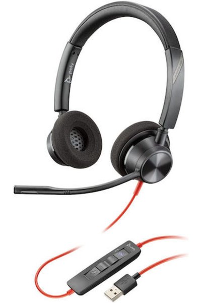Poly Blackwire 3320 Ακουστικά Πολυμέσων Επί του Αυτιού με Μικρόφωνο USB-A