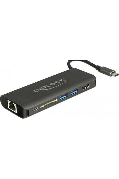 DELOCK Σταθμός σύνδεσης USB-C με HDMI 4K PD Ethernet Μαύρο (87721)