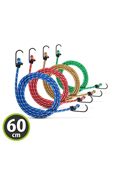 Alista Home Set of elastic straps with metal hooks, 4x60 cm, 6 mm, luggage fi...