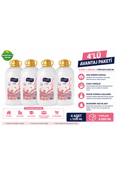 Hobby Sıvı Sabun Orkide 1500 ml x 4 Adet