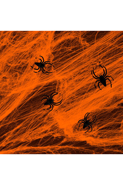 Alista Home Spider web with spiders, orange, 4-5 m², synthetic cotton materia...