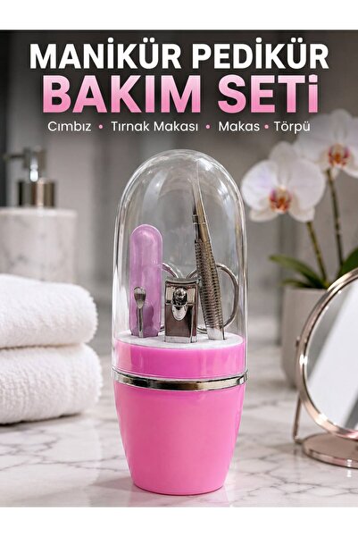 pınaxar Pink Nail Care Set Kit Including Tweezers, Scissors, Nail Clippers, a...