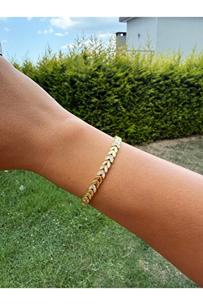 Genel Markalar Gold Zirkon Taşlı Başak Model Bileklik