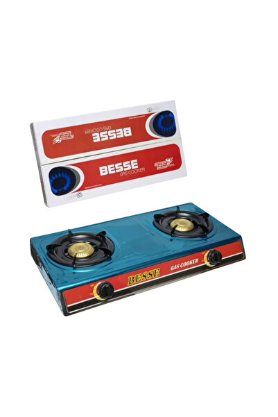 BESSE Stainless Steel Two-Burner Gas Stove in Blue