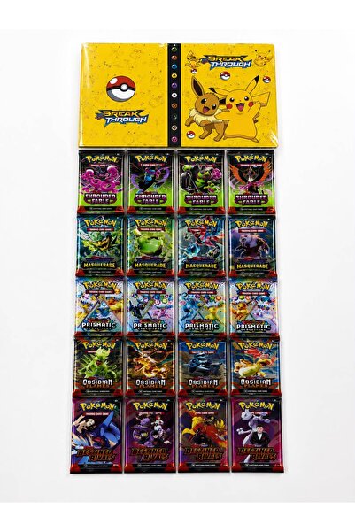 Abetto Market Pokemon Game Card 5 Sets in One Total 20 Packs Pokemon Game Card and Pokemon Card Protector Album Included