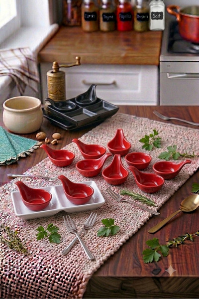 BİODATA 12 Pieces of Unbreakable Melamine Sauce Bowl and Jam Bowl with Handle...