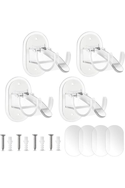 Lonimia 4PCS Self Adhesive Curtain Rod Brackets No Drilling Self Adhesive Cur...