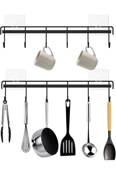 JOYZZZ Utensil Rack Wall Mount, 2 PCS No Drill Adhesive Kitchen Utensil Holde...