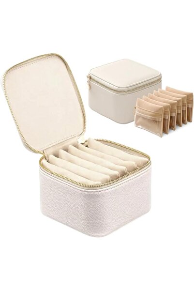 TERRIFI Portable Jewelry Organizer Case with Zippered Velvet Pouches, Adjusta...