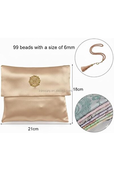 Generic Islamic Prayer Set – Include 5 Items : Prayer Mat, Pouch,Tasbih Beads...